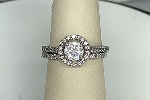  STERLING SILVER CZ BRIDAL SET SIZE 7