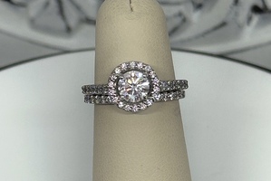 STERLING SILVER CZ BRIDAL SET SIZE 6