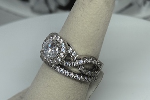 STERLING SILVER CZ BRIDAL SET SIZE 6