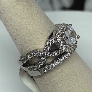 Silver Ring Sz:9 7.10gms 0.925% STERLING SILVER CZ BRIDAL SET SIZE 9