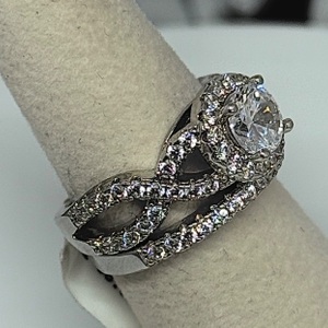 STERLING SILVER CZ BRIDAL SET SIZE 10