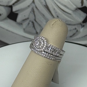 Silver Ring Sz:9 6.20gms 0.925% STERLING SILVER CZ BRIDAL SET SIZE 9