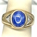  10K YELLOW GOLD RING WITH OVAL BLUE STONE AND ACCENT DIAMONDS SIZE 6