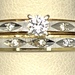 14K YELLOW GOLD WEDDING SET WITH SOLITAIRE AND ACCENT STONES SIZE 6