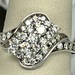 14K WHITE GOLD WATERFALL DIAMOND CLUSTER RING SIZE 6.5