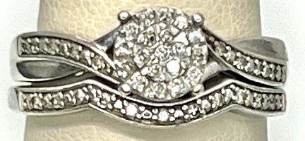  STERLING SILVER WEDDING SET WITH ROUND CLUSTER SIZE 7
