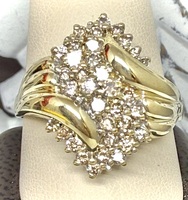  14K YELLOW GOLD WATERFALL RING SIZE 14