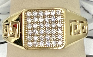  10K YELLOW GOLD SQUARE CLUSTER RING WITH CZ'S SIZE 10