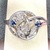  14K WHITE GOLD COCKTAIL STYLE RING WITH DIAMOND AND BLUE STONE ACCENTS SIZE 8.5