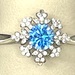  STERLING SILVER SNOWFLAKE RING WITH BLUE STONE AND CZS SIZE 7.5