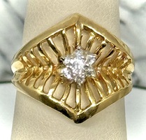  14K YELLOW GOLD VINTAGE DECO RING WITH VENTED RIB DESIGN SIZE 7