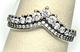 STERLING SILVER "TIARA" SHAPED RING SIZE 7.5