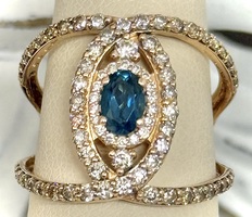 Le Vian 14k Rose Gold 1/2ctw. Blue Topaz Diamond Accent Ring 