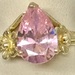  14K YELLOW GOLD RING WITH PEAR SHAPED PINK STONE SIZE 9.5