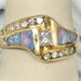  14K YELLOW GOLD DESINGER RING WITH OPAL AND DIAMONDS SIZE 9