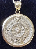 14K YELLOW GOLD MAYAN CALENDAR PENDANT