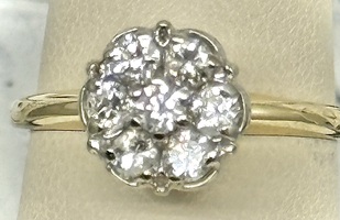  14K YELLOW GOLD FLOWER CLUSTER RING Size 6.5