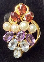 14K YELLOW GOLD COCKTAIL STYLE EARRINGS WITH MULTICOLORED GEMSTONES