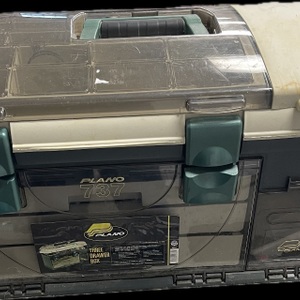 PLANO 737 TACKLE BOX FILLED WITH VARIOUS FISHING SUPPLIES